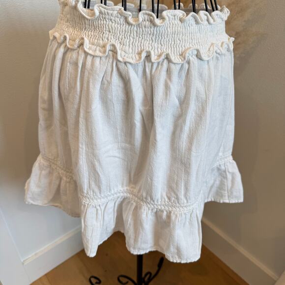 Vero Moda White Cotton Smocked Waist Ruffle Mini Skirt Small - Picture 3 of 7